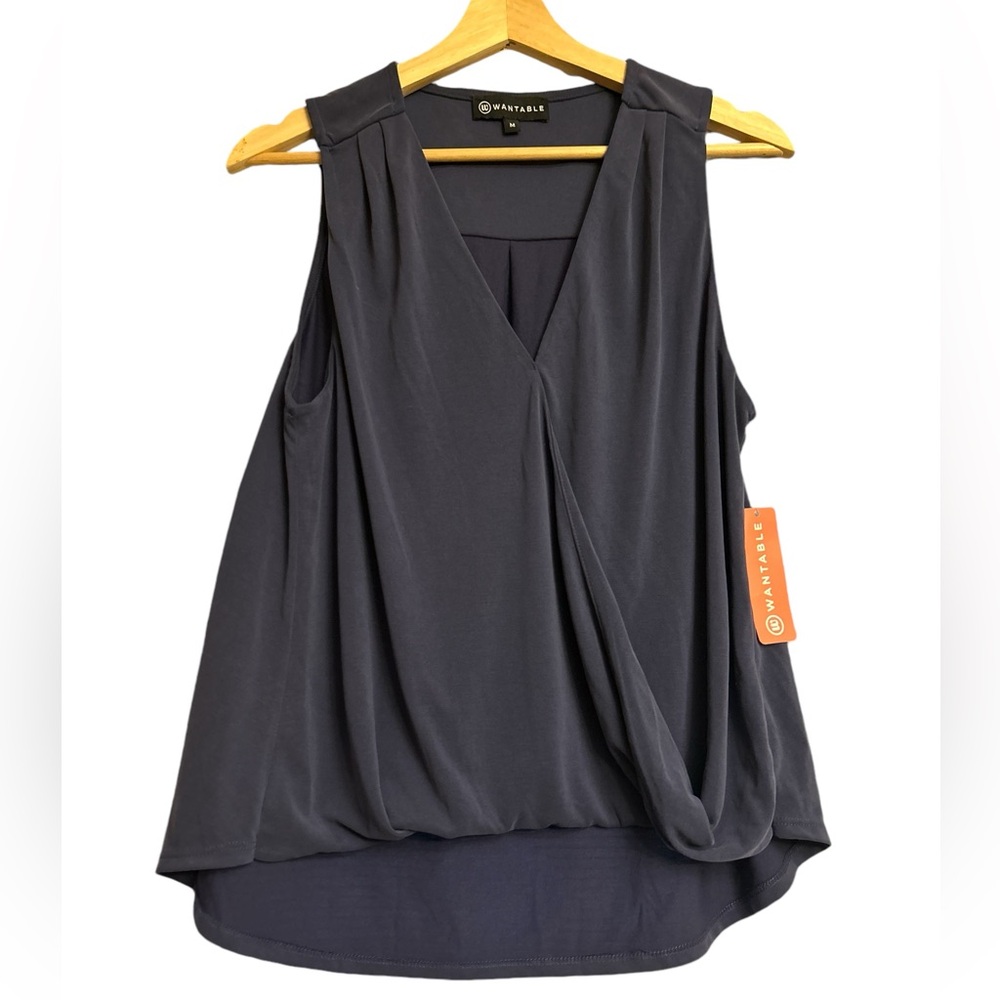NWT WANTABLE Sleeveless Faux Wrap Top